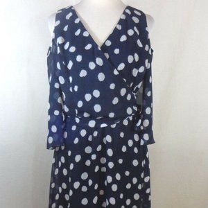 MSK WOMENS POLKA DOT COLD SHOULDER DRESS SIZE 8